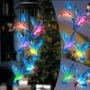 1 PC 6 LED Blue/Green Hummingbird Light Solar Wind Chime Lamp Solar Hummingbird Color-Changing Gradient Mood Light Decorative