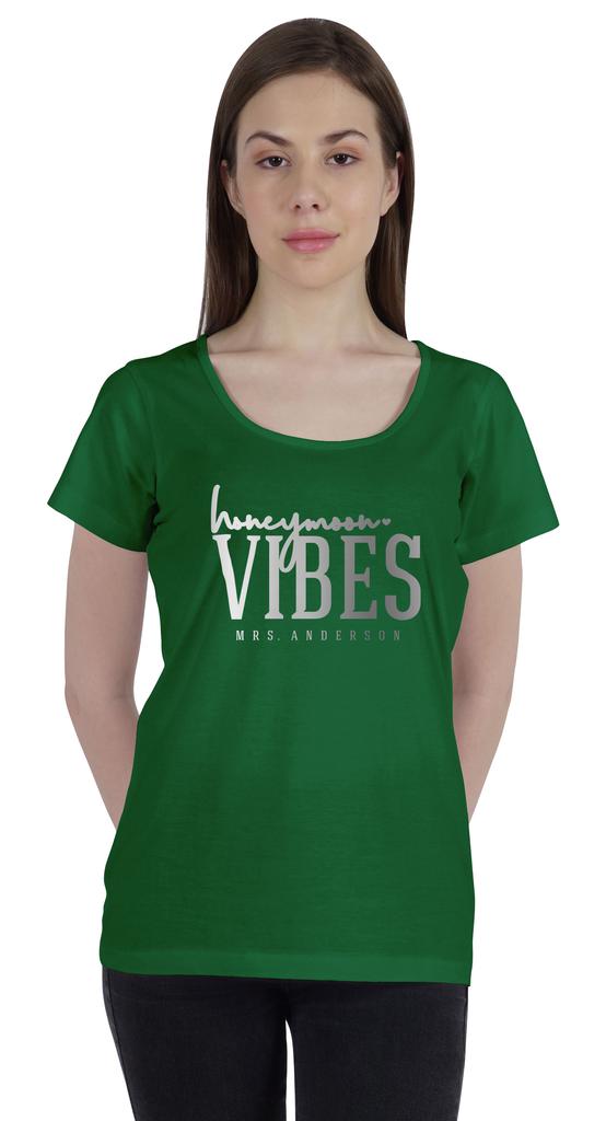 Inkdotpot Personalized Womens Tshirt Top Honeymoon Vibes Mrs  Wedding  Announcement