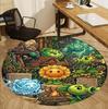 Plants VS Zombies Pattern Round Rug, Indoor/Outdoor Mat, for Picnic, Gameroom, Bedroom, Office, Living Room, Home Decor Carpet, Birthday Gift