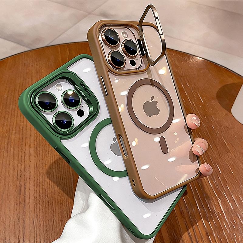 Чехол-подставка с беспроводной зарядкой для iPhone 17 Pro Max 16 15 14 13 12 11 Pro Max Plus Защитная крышка для объектива Air funda