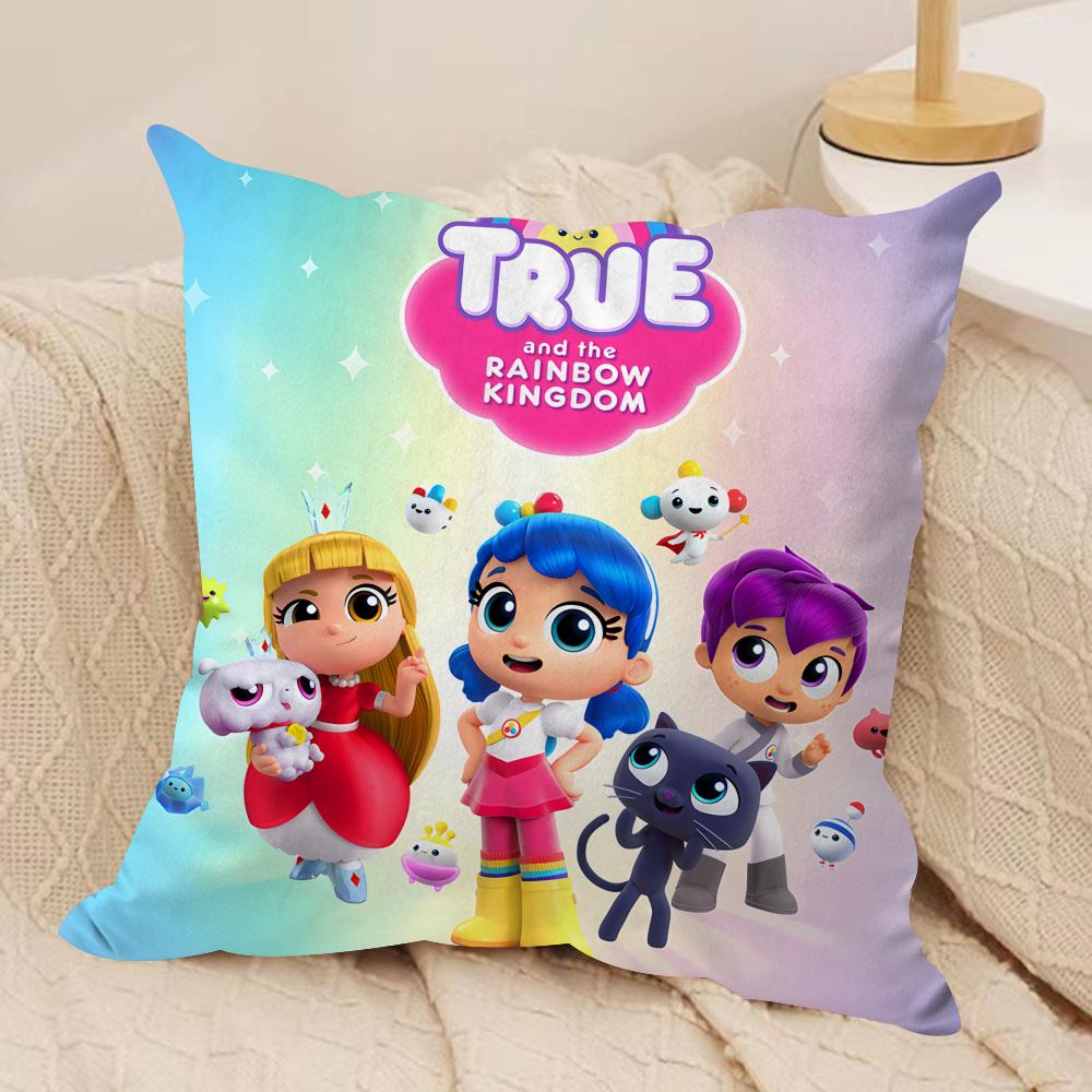 Anime True RRainbow KingdomS Cushion Cover Silky Short Plush Invisible Zipper Dustproof Sofa Pillow Case For Home Decor