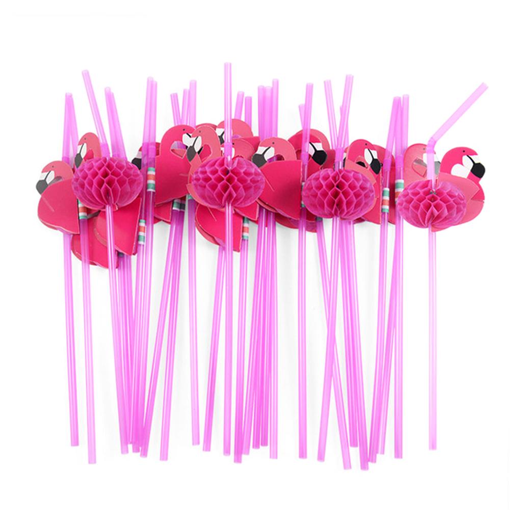 50pcs Paper Drinking Straw 3D Fruit Pineapple Flamingo Design Striped Paper Straws Birthday Party Decoration Wedding Supplies