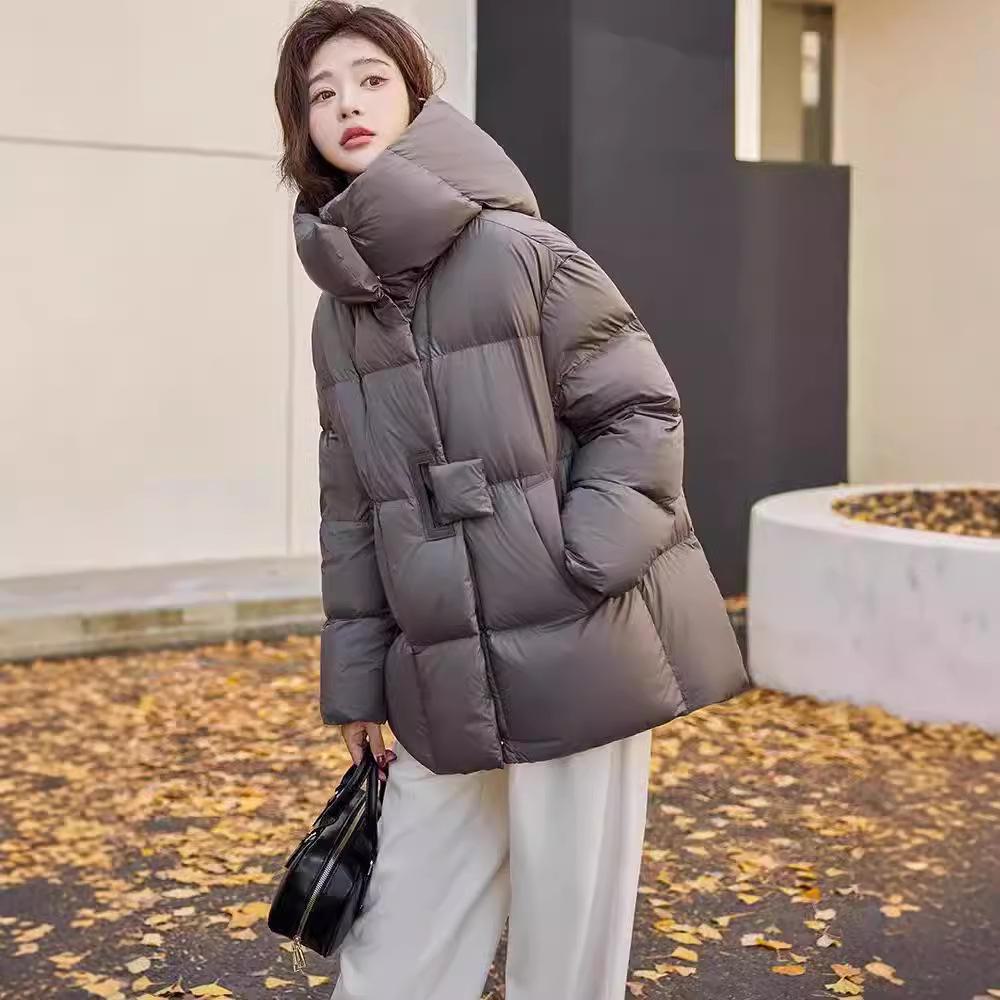 Women's Mid-Length Hooded Down Jacket - 2024 Winter Fashion, Thick, Warm, and Trendy White Duck Down