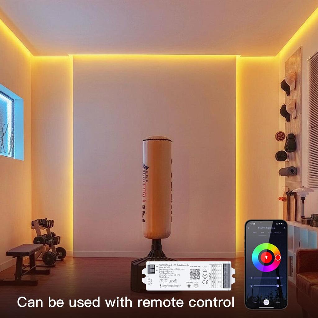 Умный светодиодный RGB-контроллер Tuya WiFi 5 в 1, 12 В-24 В постоянного тока, голосовое управление RGBCCT RGBW CCT, одноцветная светодиодная лента Alexa Google Home