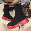 Large Size Fly-woven Socks and Boots for Women's Autumn New Thick-soled Thin Boots and Short Boots for Women