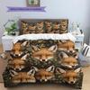 Fox Pattern Bedding Home Decoration Birthday Gift (1 * duvet cover + 2 * pillowcase, without core)