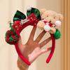 1 шт. Милая рождественская повязка на голову с плюшевым мишкой и клетчатыми ушками, красным и зеленым бантом и помпоном - Мягкий удобный праздничный аксессуар для волос