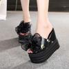 Slippers Women's Summer 2025 New Versatile Outer Wear 13cm Thick Bottom Flower One-word Drag Korean Version Slope Heel Muffin Cool Slippers