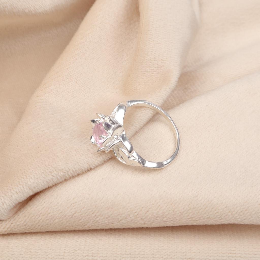 Natural Morganite Gemstone 925 Sterling Silver Dainty Jewelry Ring Gift For Her CZR-2-7