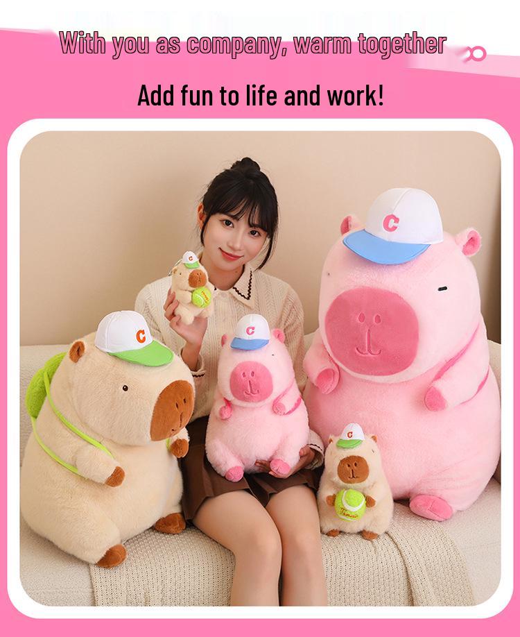 Плюшевая игрушка Капибара Сопливый Мишка: Милый брелок для бейсболки с браслетом на кнопке