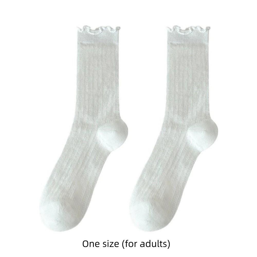 Sweet Solid Color Mesh Mid Tube Socks Lace Ballet Style Lolita Socks Hollow Out Ultra-thin Ultra-thin Socks JK