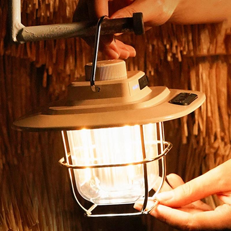 LED Camping Lamp Retro Hanging Tent Lamp Waterproof Dimmable Camping Lights USB Recharge Emergency Light Lantern For Outdoor
