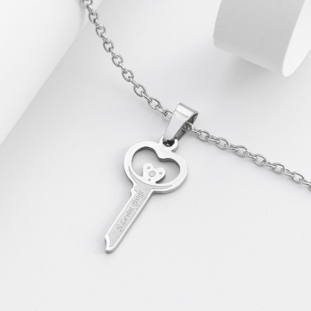 New Titanium Steel Necklace Couple Love Pendant I Love You Love Detachable Love Heart