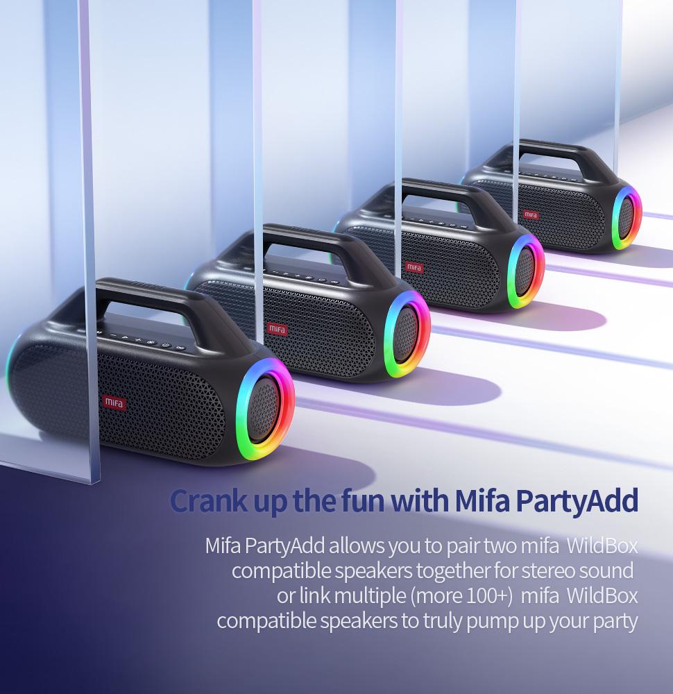 Bluetooth-динамик mifa WildBox 60 Вт, Bluetooth 5,3, беспроводные громкоговорители, громкие с технологией BassUp, IPX7, водонепроницаемый динамик для кемпинга