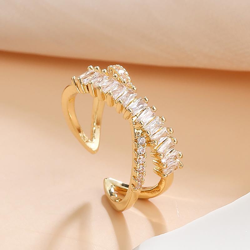 Кольцо-крест, регулируемое кольцо с цирконами и бриллиантами, модное универсальное кольцо для указательного пальца.