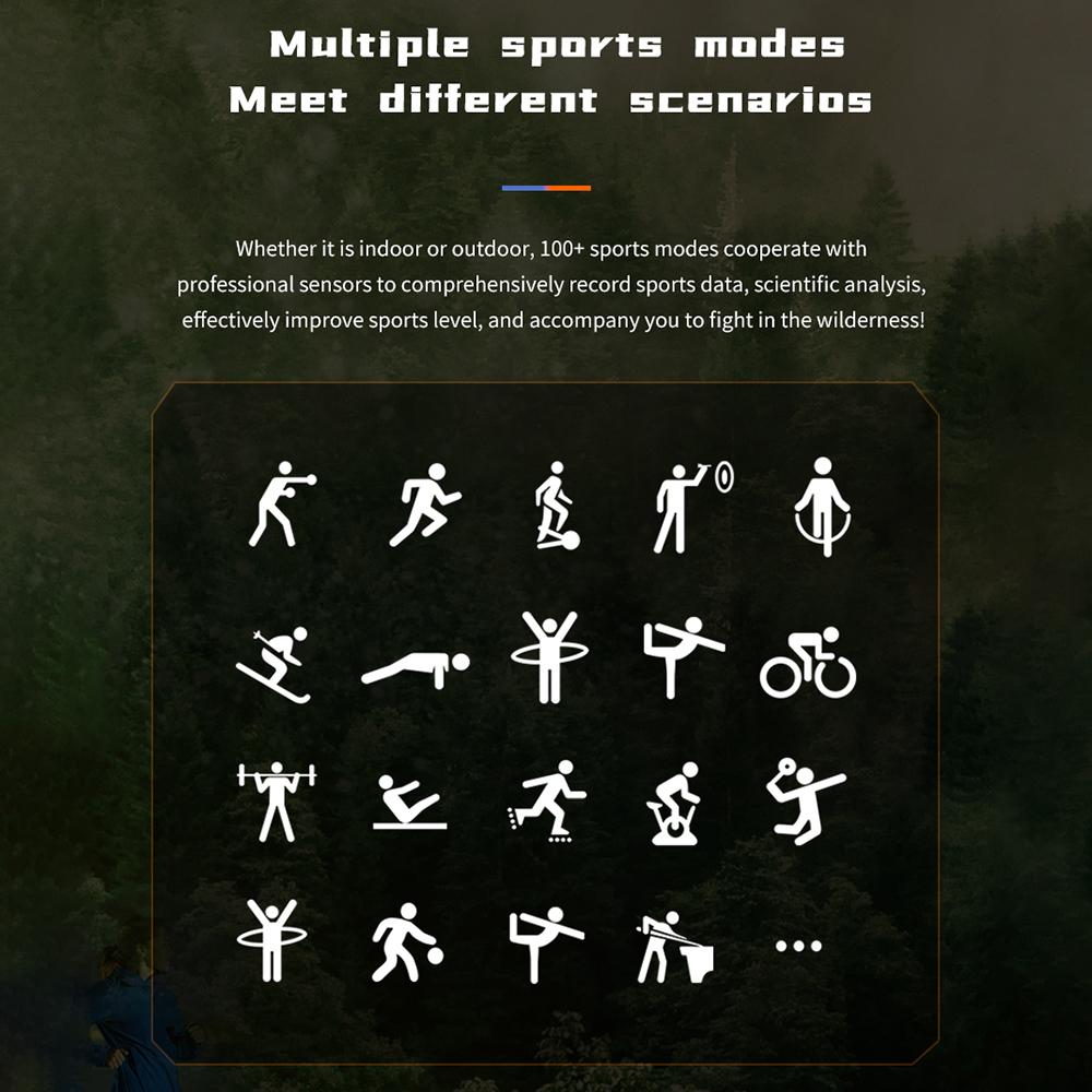 HT17 Smart Watch 1.46" HD Screen Waterproof Activity Tracker Bracelet with LED Flashlight Heart Rate Sleep Monitor