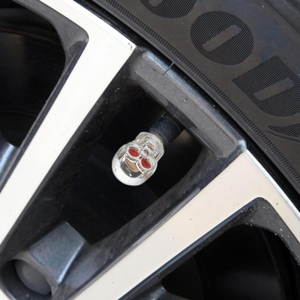 Yoryu Skull Tire Valve Cap,Skull Valve Stem Cap,4pcs Skull Motorcycle Valve Stem Caps |