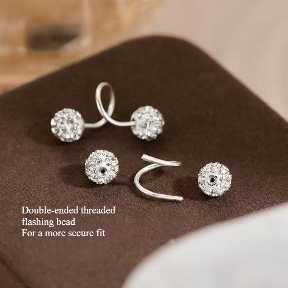 1 Pair Spiral Piercings Stud Earrings Double-ended Luxury Earrings Rhinestone Earrings Women