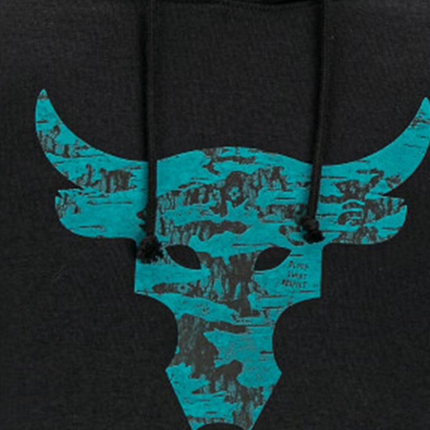 Under Armour Футболка с коротким рукавом Project Rock American Vintage Letter Print с капюшоном, мужская, черная 1383227-001