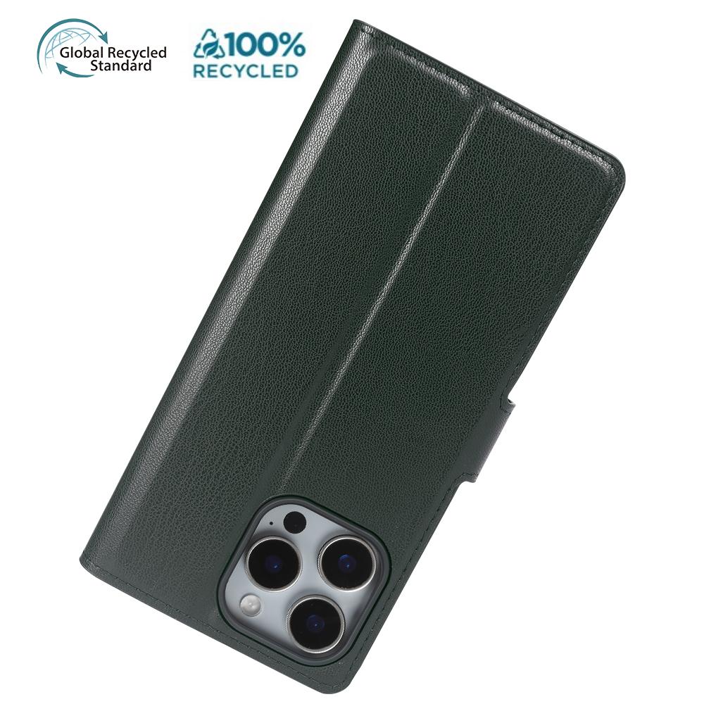 Чехол-подставка для iPhone 15 Pro, биоосновной, экологичный, из переработанного ПЭТ, тонкий чехол для телефона с кошельком