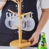 Деревянный подстаканник Прозрачный стеклянный стакан с ручкой Шестисекционный костюм Подстаканник для слива Кружка Перевернутая стойка для хранения Держатели для стаканов