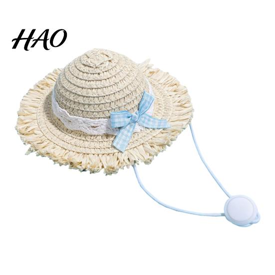 Soft Straw Hat with Lace Cat Hat, Pet Sun And Bow, Summer for Pets Cute Protection Cats Small Dogs Outdoor Walks Comfortable