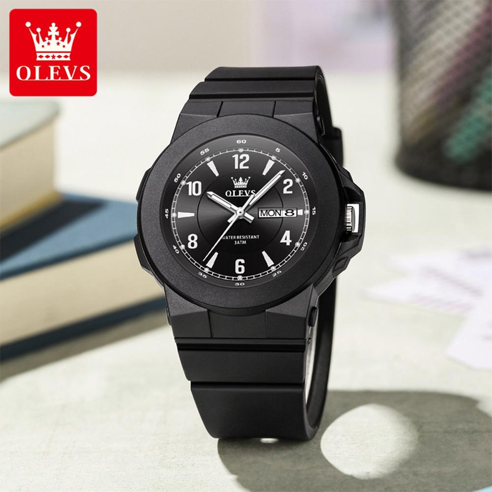 OLEVS 5681 Classic Waterproof Student Young Calendar Watch Rubber Strap Sports Luxury Quartz Watch for Man