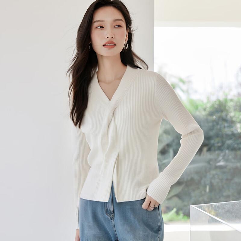 Handu Yishe Women's V-Neck Long-Sleeve Knit Top