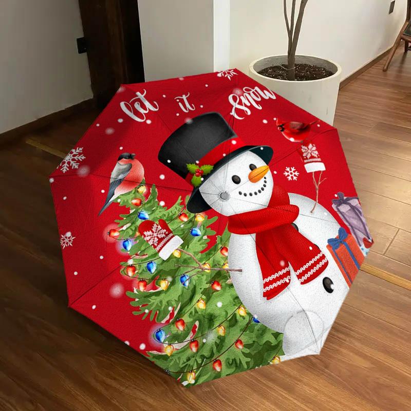 1pc Christmas Snowman Decorations Umbrella with Plastic Handle,Suitable for All Seasons Home Travel Outdoor UmbrellaDD253