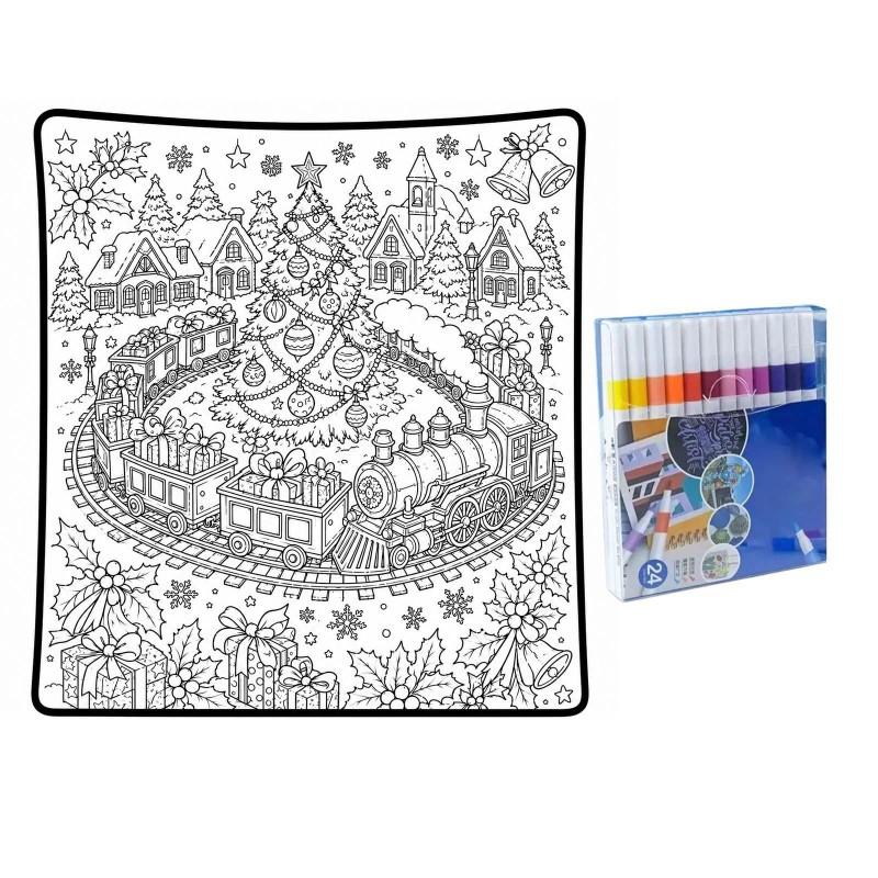 Santa Claus Coloring Flannel Blanket 2026 All Season Office Nap Soft