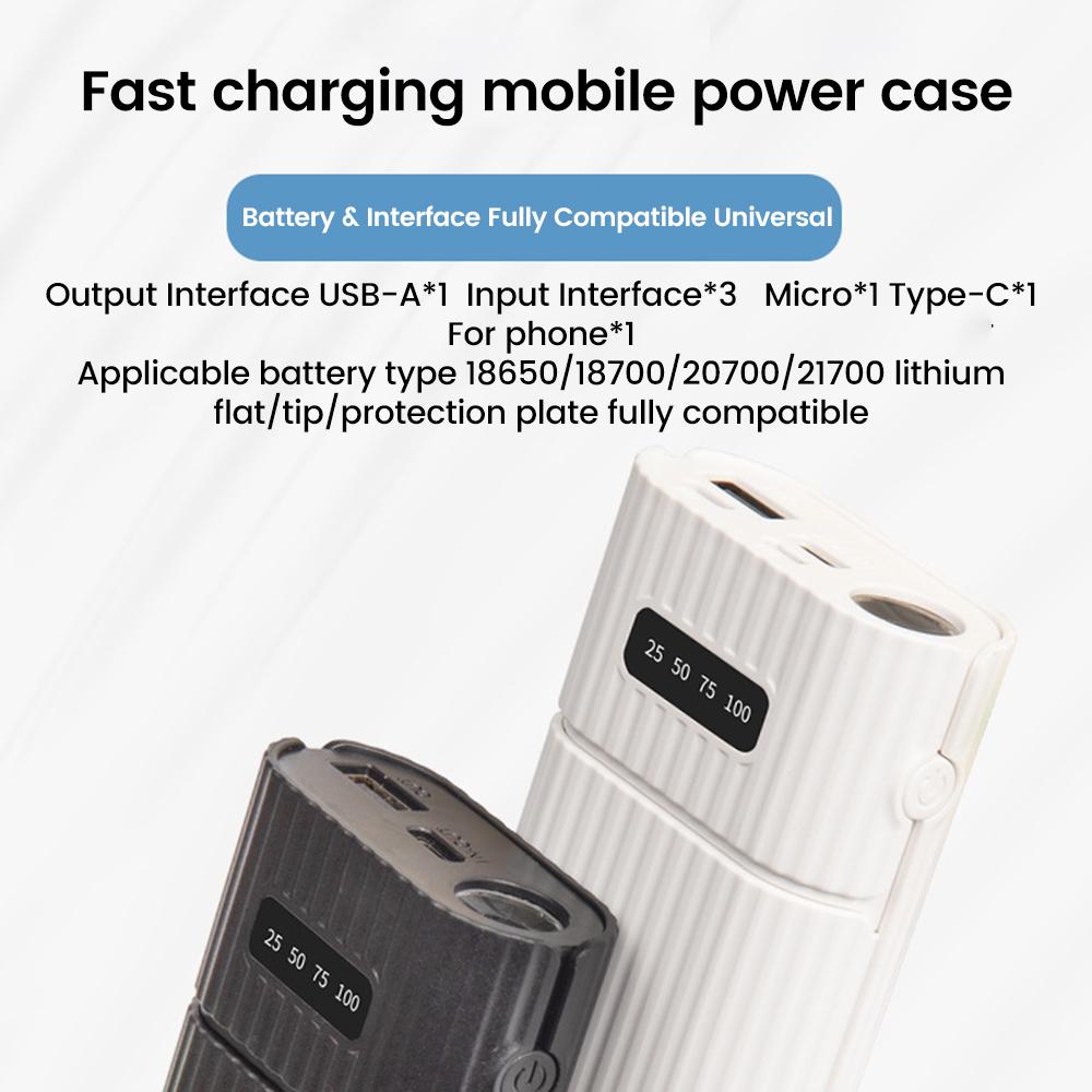 Корпус для Power Bank с аккумуляторами 18650/21700 Без пайки Быстрая зарядка Зарядное устройство DIY USB Power Bank для мобильного телефона