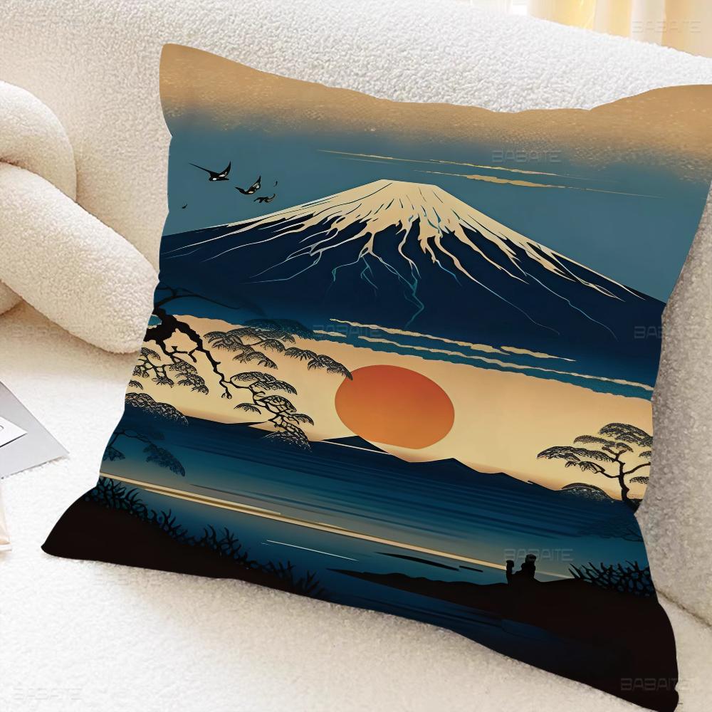 Серия Японские Пейзажи Офисная Подушка Наволочка Автомобильная Наволочка для Подушки 45X45СМ Наволочка для Подушки на Пояс Диванная Наволочка
