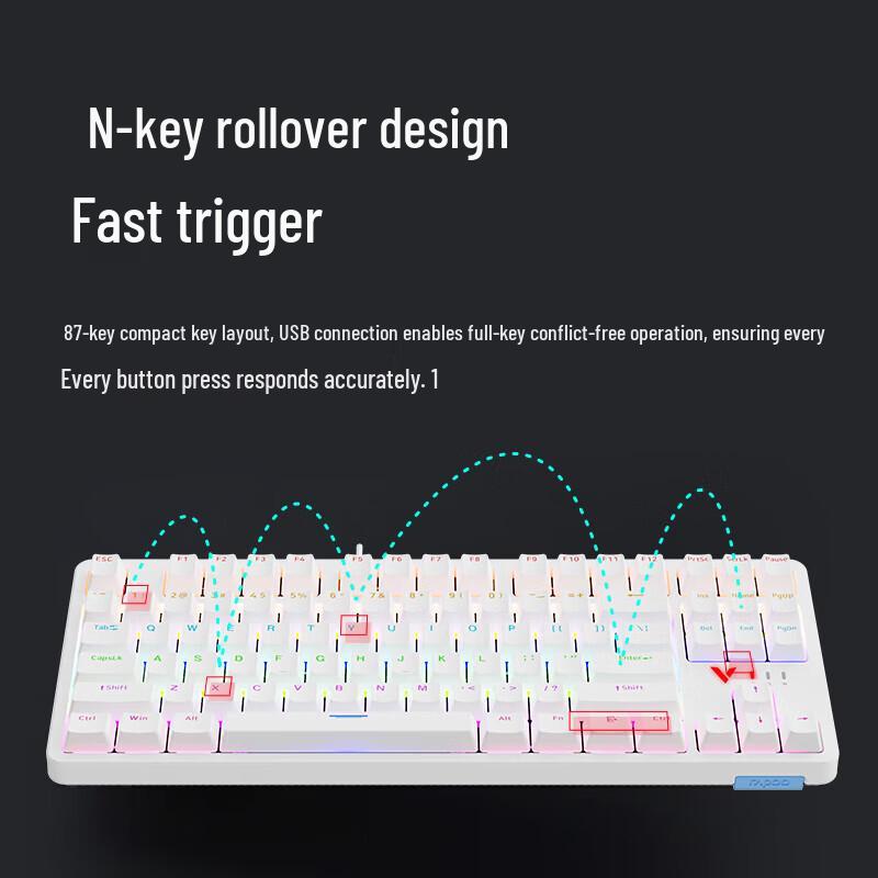 Rapoo V500PRO-87 Улучшенная 87-клавишная проводная механическая клавиатура с подсветкой