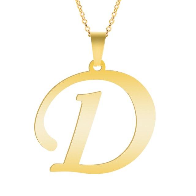 Золотые ожерелья с алфавитом для женщин, ювелирная цепочка на шею, 26 букв, подвески, ожерелье, колье из нержавеющей стали, женский аксессуар