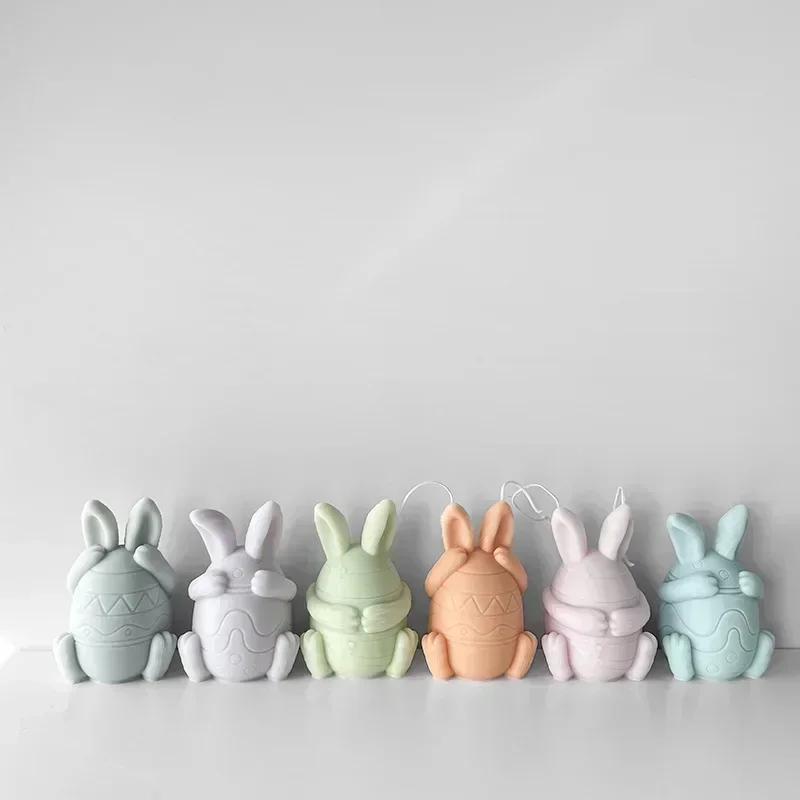 Easter Bunny Candle Silicone Mold Creative Shape DIY Egg Scented Candle Plaster Ornament Handmade Gifts Rabbit Home Decor