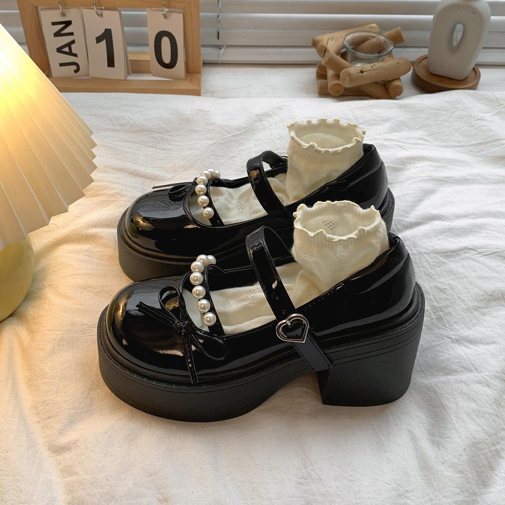 Retro Black British Style Thick Heel Platform Jk Small Leather Shoes Women's 2025 New Summer Skirt Mary Jane Single Shoes