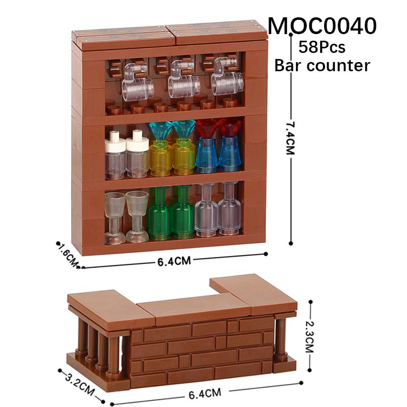 Город Фигурки Мебель Набор Игрушки Модель MOC Кирпичи Детская коляска Стол Диван Кровать Пианино Кухня Ванная Строительные блоки Подарок
