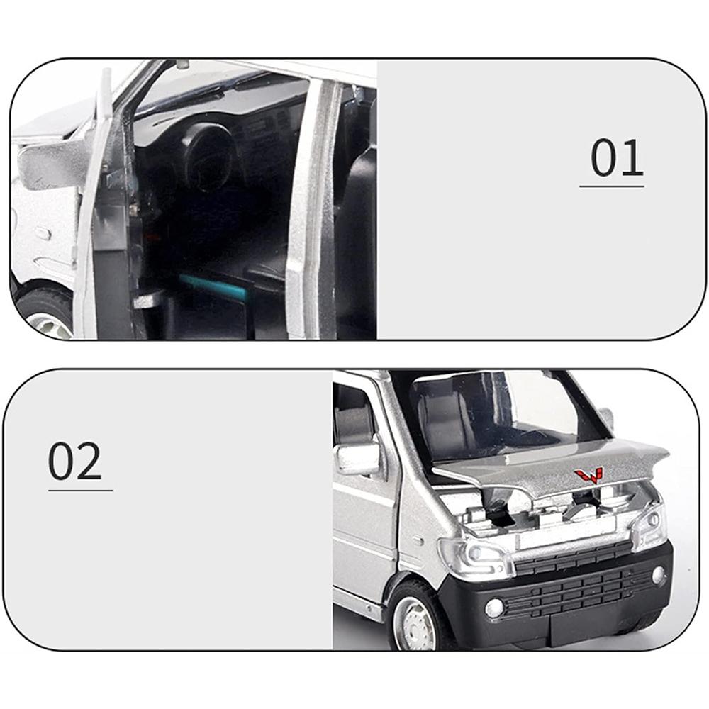 Масштабная модель автомобиля 1/32 для начальной буквы WULING Fan MPV, металлическая модель автомобиля, звук и свет, игрушка с откатом, изысканный подарок на выбор