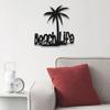 Beach Life Palm Tree Metal Wall Art Tropical Home Decor, Beach Theme Outdoor Wall Hanging, Elegant Metal Tree Cutout Decoration