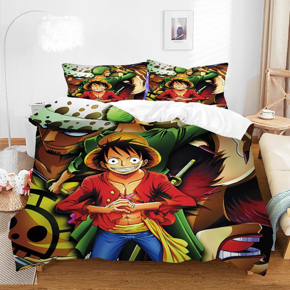 ONE PIECE series Luffy cartoon animation 3d digital printing children's student dormitory/home three-piece set