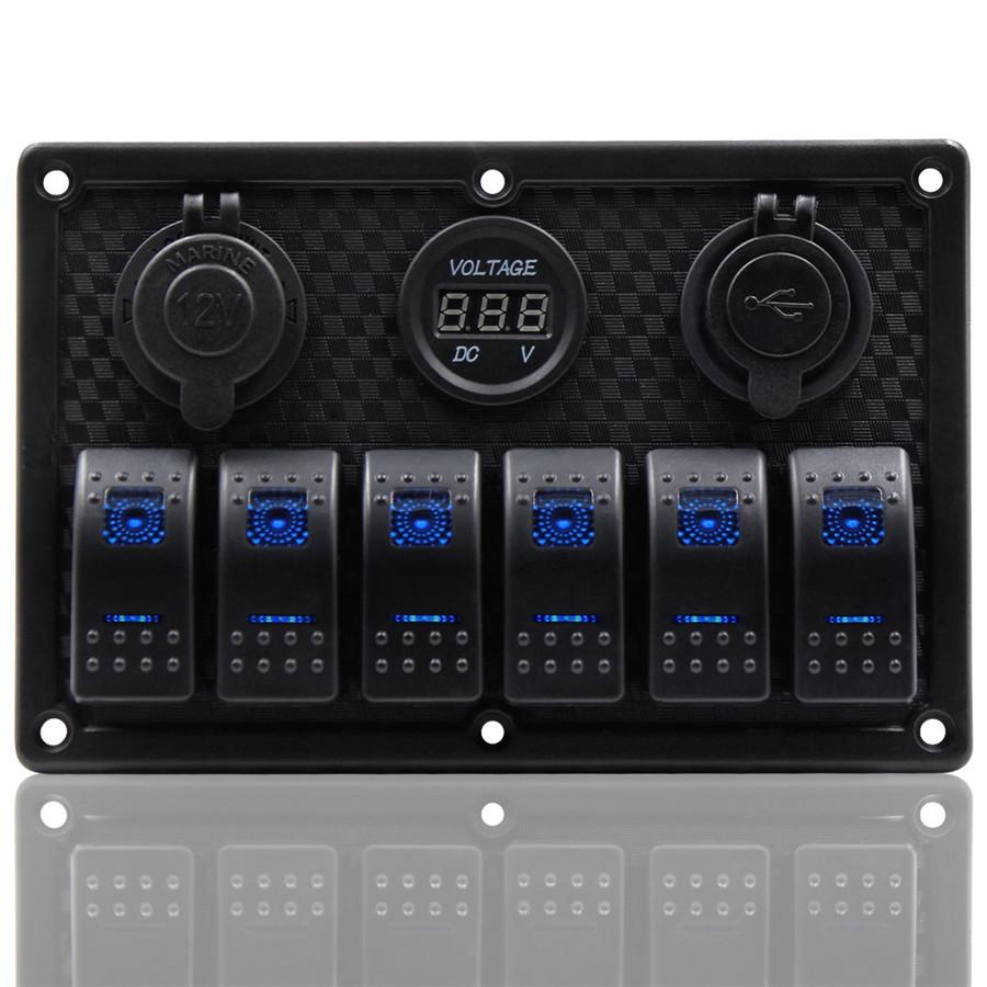 НОВЫЙ 6-позиционный кулисный переключатель + двойное USB автомобильное зарядное устройство + вольтметр автомобильный прикуриватель