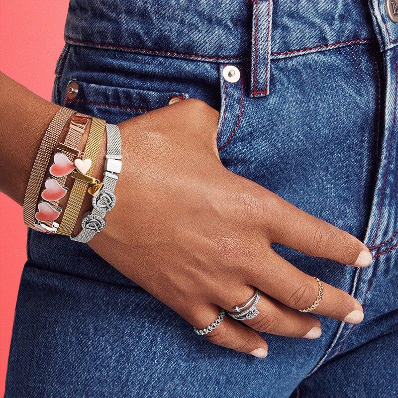 S925 Серебряный Цвет Браслет Сделай Сам Бисер Браслет Подходит Роскошные Оригинальные Подвески Женский Браслет Ювелирные Изделия Подарки Для Женщин 16-21 см