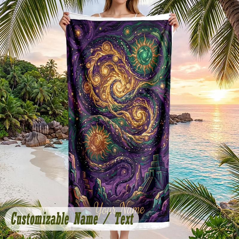 Fruitful Theme Quick Dry Beach Towel Custom Name Text Print Large Sand Resistant Towel Beach Vacation