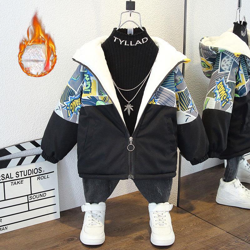 Детское зимнее пальто с мягкой подкладкой, повседневное флисовое пальто с героями мультфильмов для мальчиков