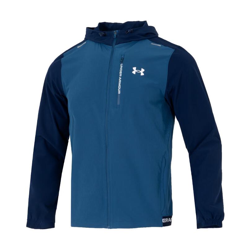 Under Armour Спортивная повседневная тканая ветровка Color Block с капюшоном и длинным рукавом Мужские куртки 6013147-498
