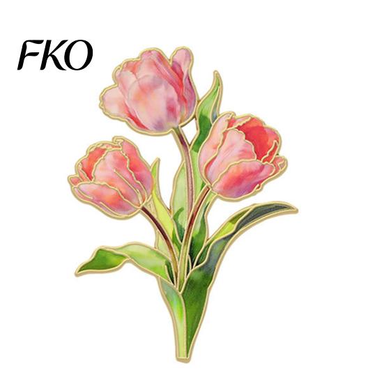 Smooth Edge Brooch Pin, Enamel Flower Design with Edges, Long-lasting Lightweight Zinc Alloy Badge for Jackets Scarves Bags Gift Exquisite Shape