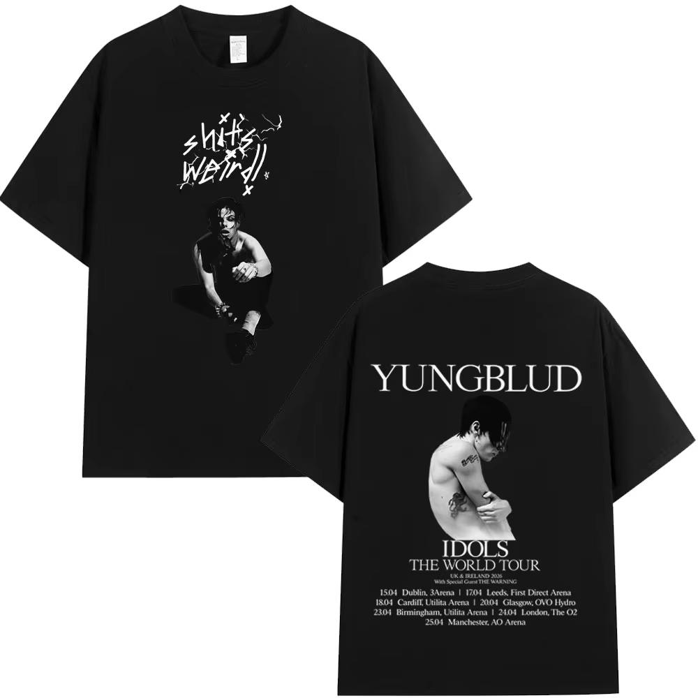 Yungblud IDOLS Мировой Тур 2026 Мерч Футболка Мужская Женская Хип-Хоп Футболки с коротким рукавом Повседневная Хлопковая Оверсайз Футболка ...