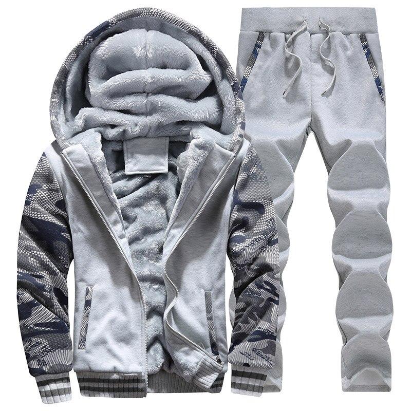 Men 'S Tracksuit Winter Suit Warm Velvet Sweatshirt Brand Clothing Men Set Two -Piece Set