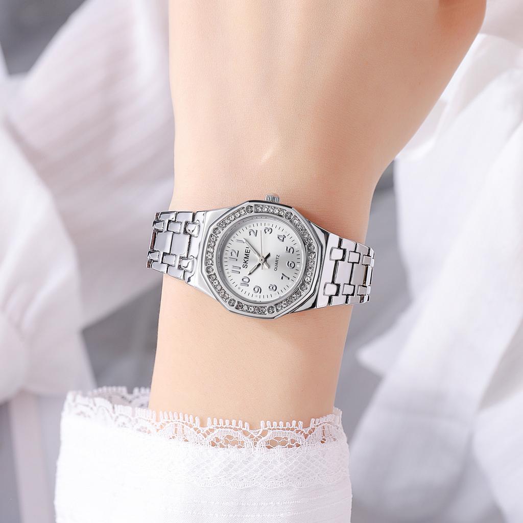 Элегантные женские часы с бриллиантами, водонепроницаемые, светящиеся, часы из нержавеющей стали, роскошные аналоговые кварцевые женские часы