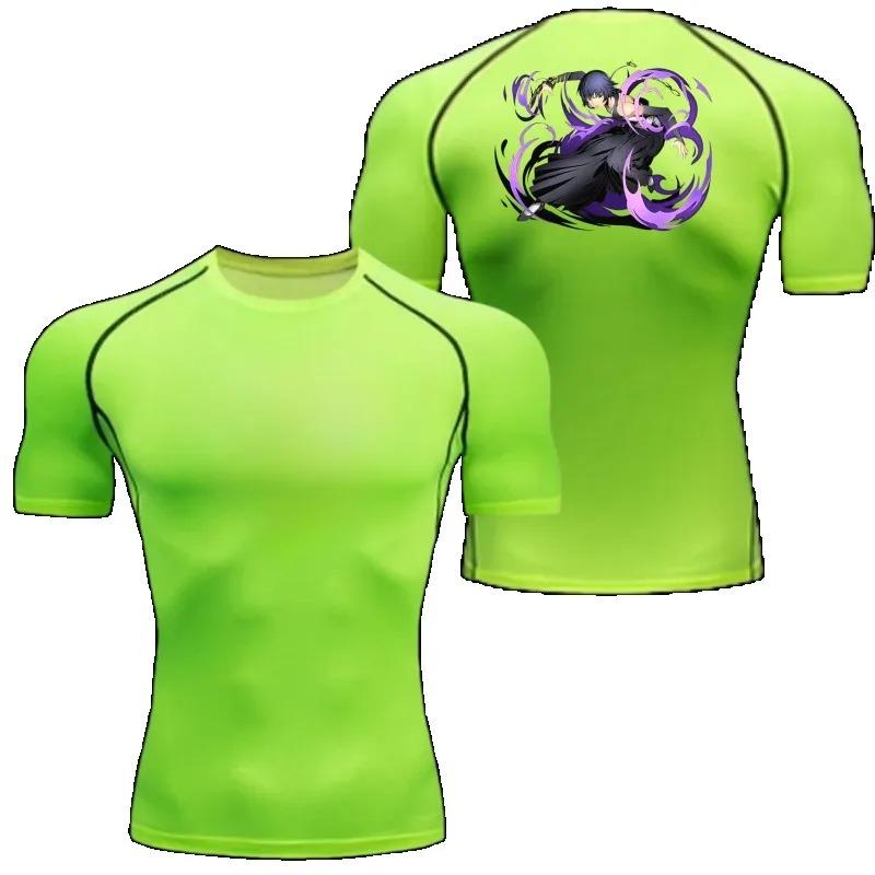 Графические компрессионные футболки Bleach для мужчин, футболка для тренировок в зале, для бега, летние спортивные футболки с быстрым высыханием, топы, рашгард с коротким рукавом